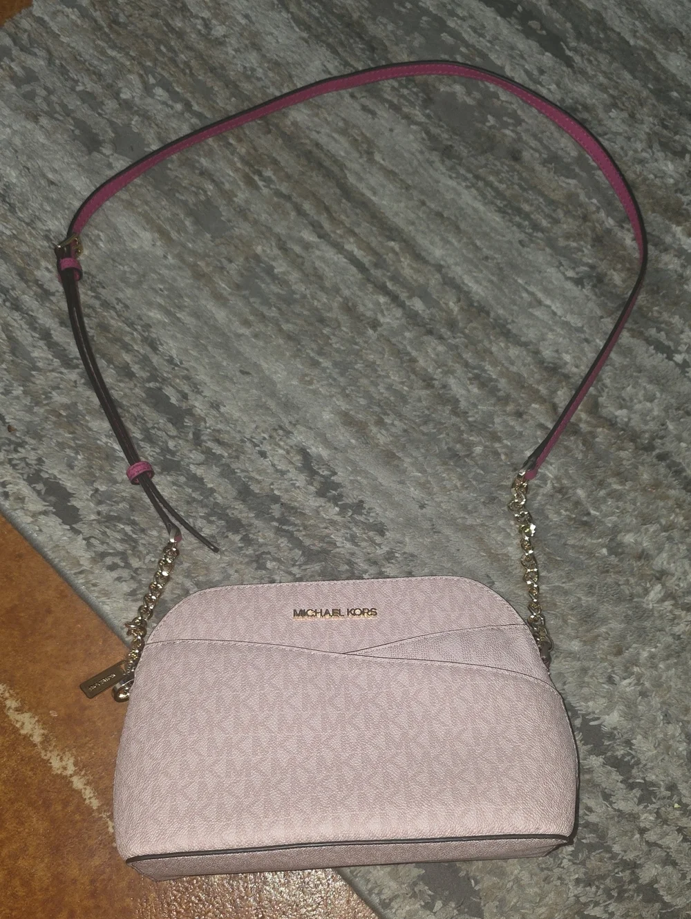 Michael Kors Blush Pink Crossbody with Gold Chain Strap